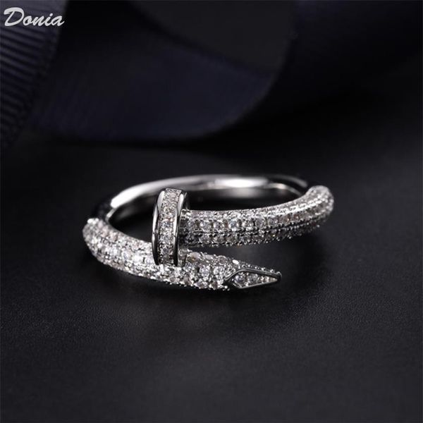 

donia jewelry luxury ring exaggerated european and american fashion nails titanium micro-inlaid zircon creative designer gifts235n, Silver
