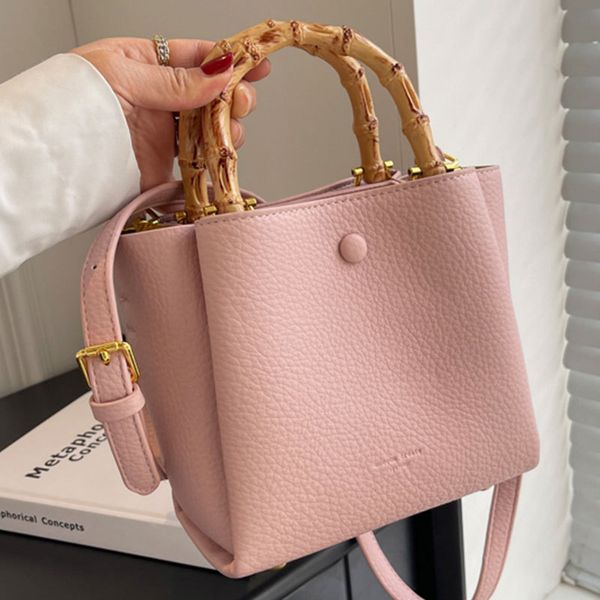 

fashion bag women's crossbody bag bamboo handle design bucket handbag