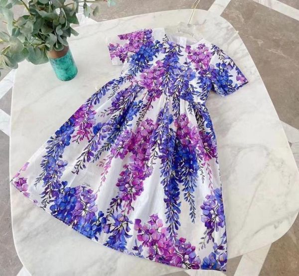 

girls dress 2022 new style printed short sleeve european and american style fashion shirt skirt children039s wear kids clothing4908141, Red;yellow