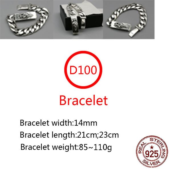 

d100 s925 sterling silver bracelet fashion letter personalized vintage smooth sword cross flower heart punk hip hop style lover gift, Golden;silver