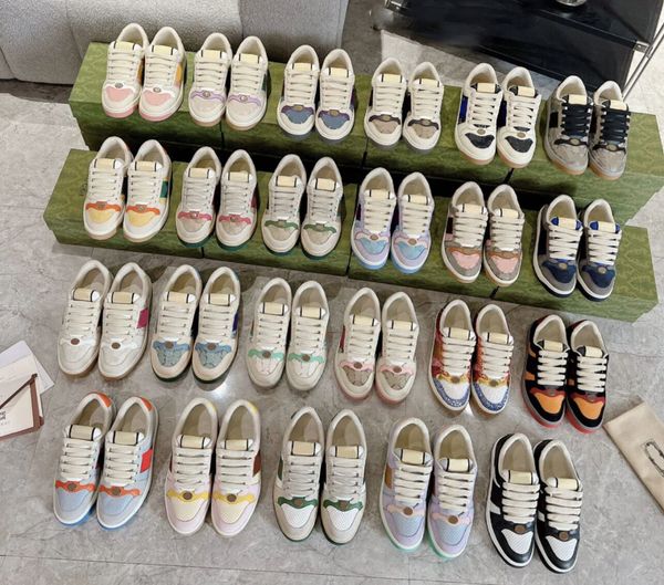 

designer shoes classic vintage screener sneakers women men dirty leather old sneaker beige ebony green fuchsia blue vintage treated flat tra