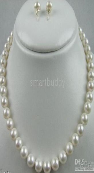

genuine natural 18inches 8mm white pearl necklace earring012804120, Silver