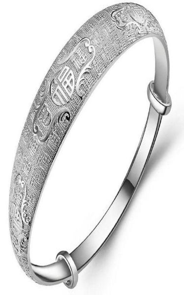 

999 sterling silver plating copper chinese wedding cuff bangle charm bracelets for women 60mm 10pcs brand new 7161926, Black