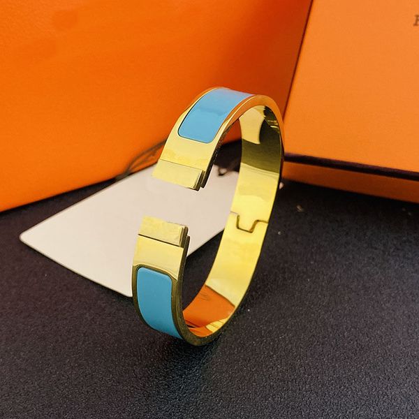 

classic designer 18k gold bangle luxury brand enamel bracelet for men women birthday mother' day jewelry bangle bracelts holiday gift, Black