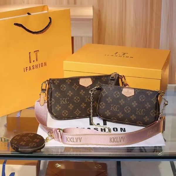 

women bags handbag shoulder messenger cross body bag original box date code purse clutch serial number 3pcs, Red;black