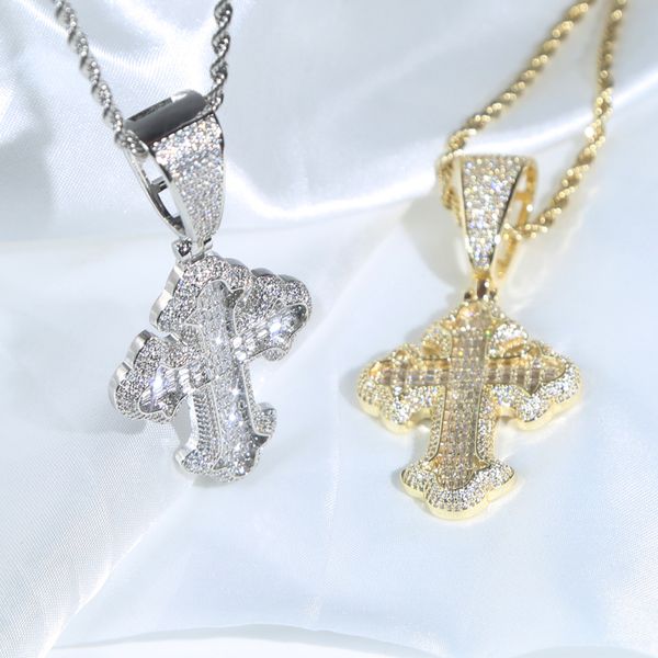 

new iced out cross necklace for men women micro pave bling cz paved hip hop jewelry, Silver