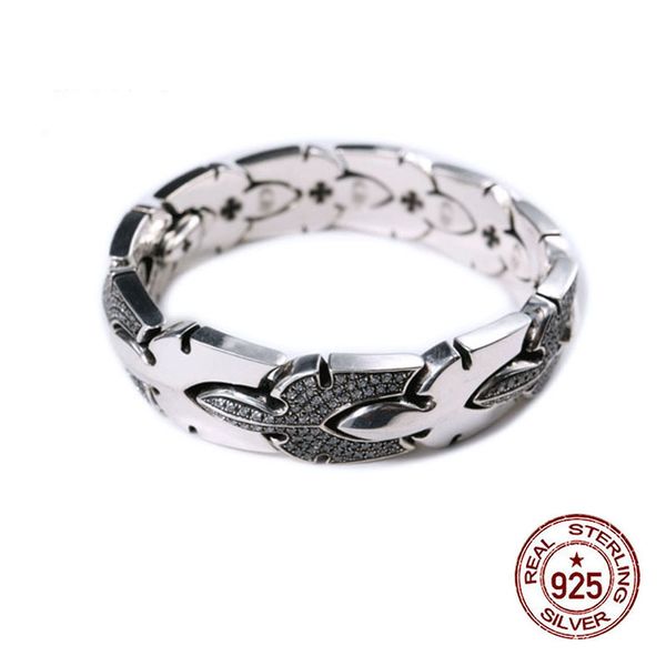 

d190 s925 sterling silver bracelet fashion letter personalized vintage cross tail flower set diamond couple punk hip hop jewelry style lover, Golden;silver