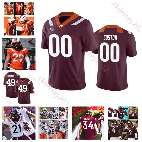 

norell pollard virginia tech hokies football jersey peter moore cole pickett justin pollock p.j. prioleau areeb rashid mens custom stitched, Black