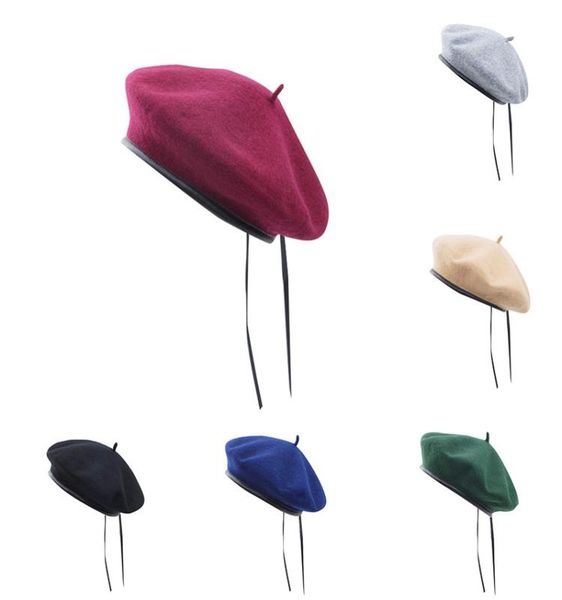 

classic 100 wool beret hat vintage army military leather sweatband stylish beanie skull cap t2783459905, Blue;gray