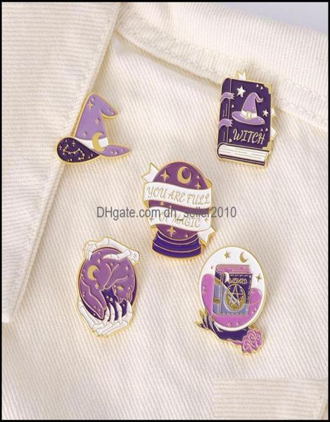 

pins brooches square witch purple color enamel brooches pin for women fashion dress coat shirt demin metal funny brooch pins badge7037520, Gray