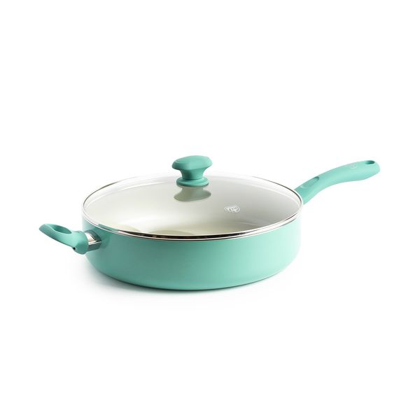 

diamond ceramic nonstick turquoise 5 quart covered saute pan