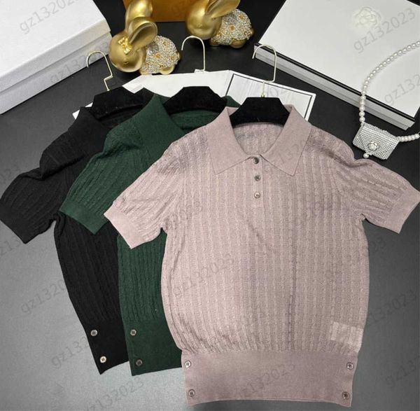 

women t-shirt lapel button pattern decoration short sleeve pullover tee cool breathable elastic blend fabric fashion knitted 2 colors t-shi, White