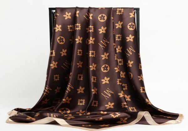 

11style 9090cm print floral silk scarf women long handle bag scarves plain gradient stripe paris shoulder tote luggage ribbon hea9668634, Blue;gray