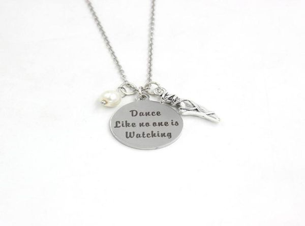 

new arrival stainless steel necklace dance necklace dance like no one is watching charms pendant necklace dance gift ballerina gif2387702, Silver