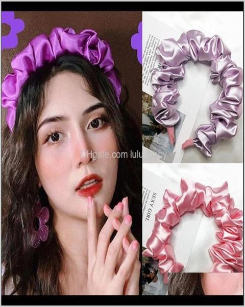 

bt21 headband imitation silk ruched head bezel lady simple solid color hairband wrinkled hair hoop bandana headbands for women 10p4667347, Black;brown
