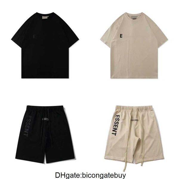 

21ss designer tide t shirts chest letter laminated print short sleeve high street loose oversize casual t-shirt 100% pure cotton ess essent, White;black
