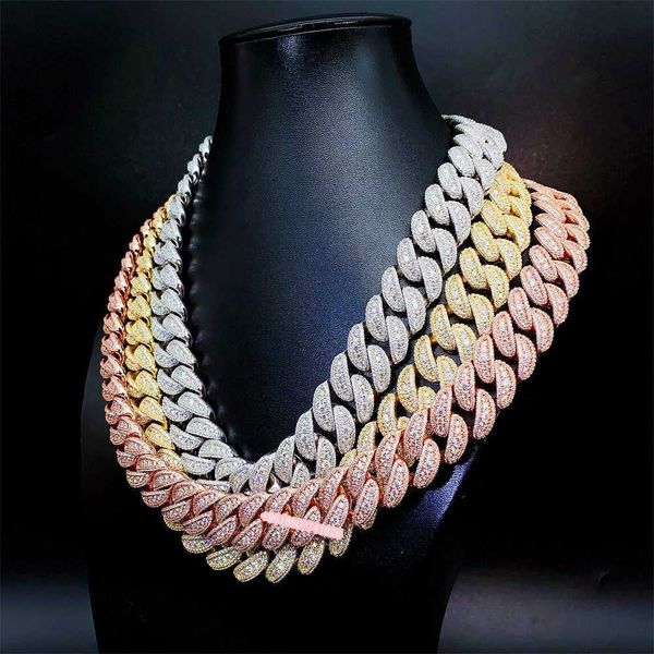 

925 sterling silver gra certificated diamond vvs d color iced out hip hop jewelry 10mm-20mm cuban link chain moissanite
