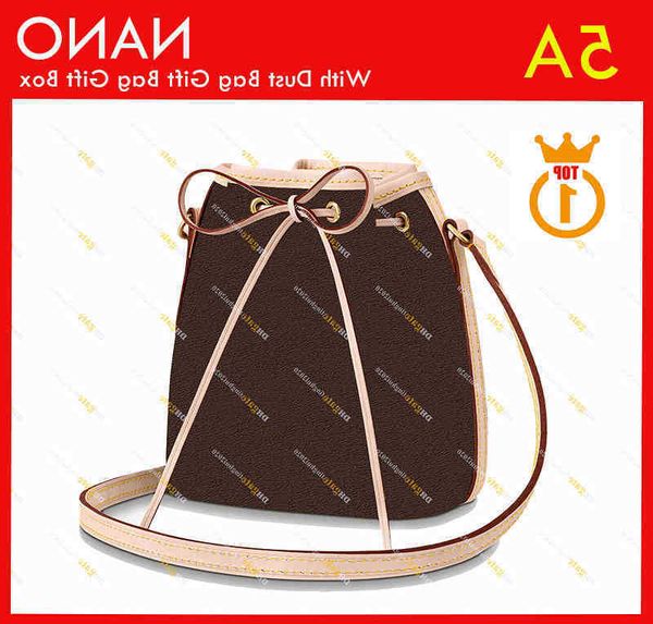 

ladies designer drawstring fashion casual high a quality bucket bag nano noe mini 16cm m41346 brown flower shoulder bag/in stock