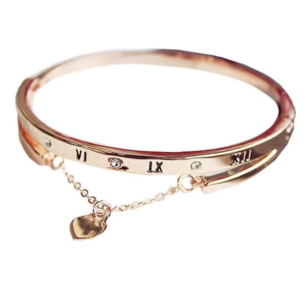 

luxury rose gold stainless steel bracelets bangles female heart forever love pandora charm bracelet for women famous jewelry9316820, Golden;silver