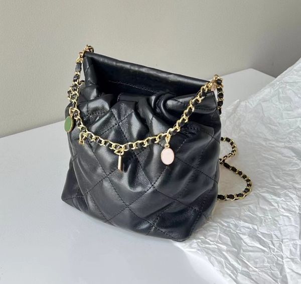 

soft real sheep leather mini shoulder bags fashion sheepskin metal letter gemstone 2023 new popular chain crossbody bag small blessing bag f