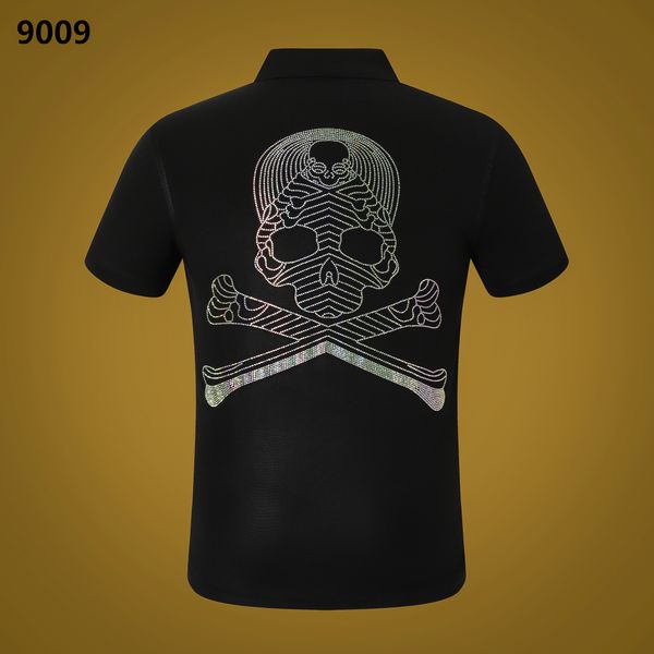 

23ss pp men t shirt designer t-shirt short sleeve phillip plain brand lapel skulls polos shirt pp9005, White;black