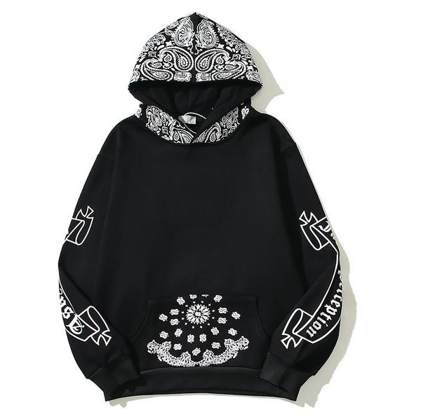 

fn200 black mens hoodie bandanna print fleece jumper designer hoodies streetwear pullover sweatshirt men's clothing askyurself
