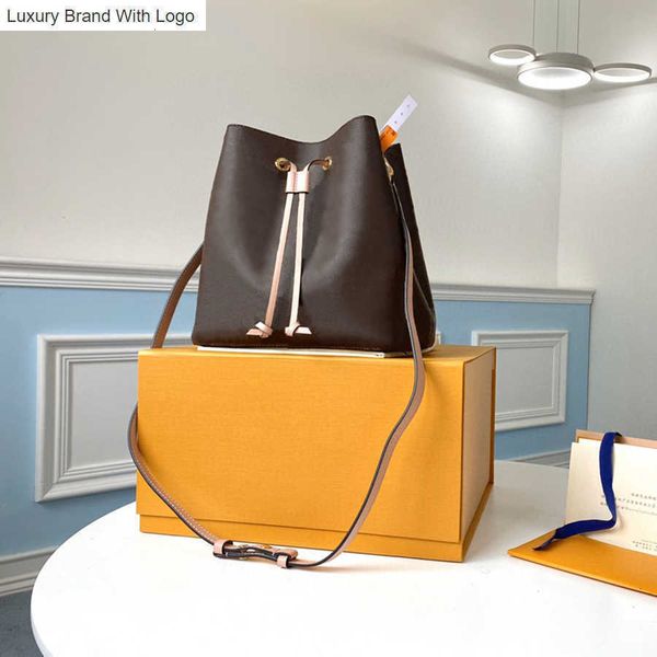 

bag handbags drawstring high imitation designer bucket bag neonoe 26cm real leather lady tote bag m44020 zl058 31uo, Black