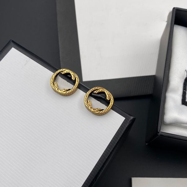 

2023 new stud earrings fashion luxury brand designer gorgeous interlocking pendant popular party star earrings wedding brooch jewelry witb b, Golden;silver