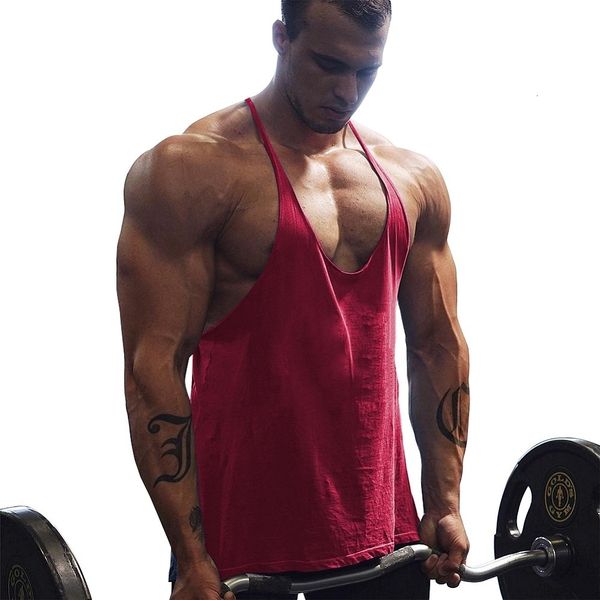 

men' tank gym workout bodybuilding cotton y back fitness thin shoulder strap muscle fit stringer sleeveless shirt 230412, White;black