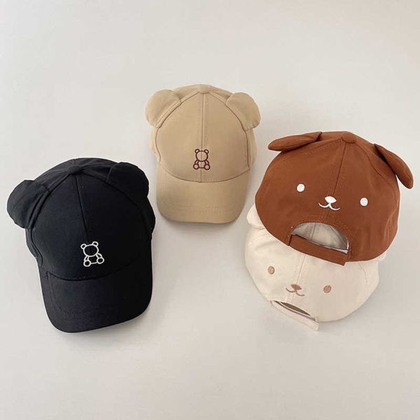 

ball caps children summer snapbk hat baby girls and boys cartoon cute bear embroidery baseball cap cotton sun hats for kids p230412, Blue;gray