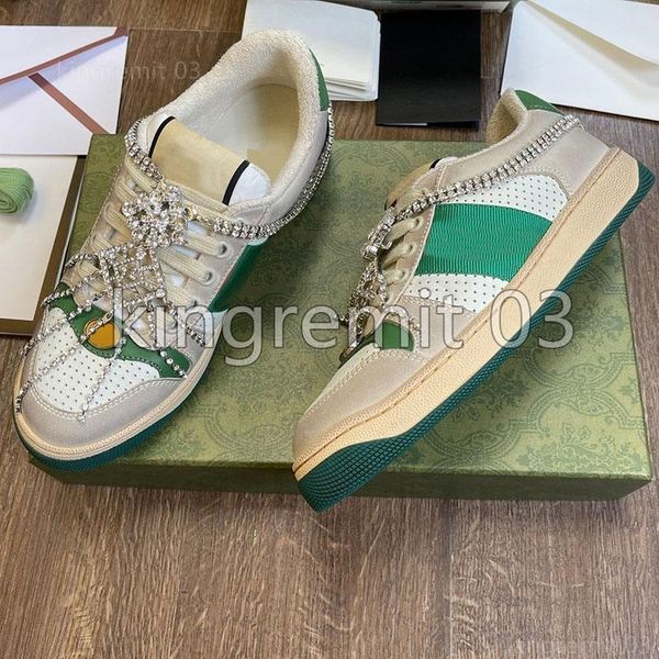 

ggity screener sneakers designer dirty casual shoes italy sneaker beige butter leather brand distressed green red stripe canvas shoe bi-colo, Black