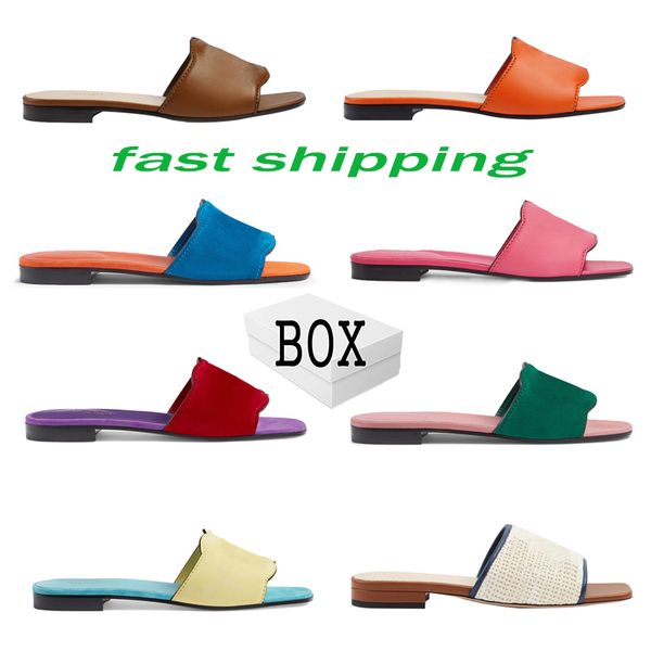 

2023 womens beach slippers famous classic flat heel summer designer flops leather lady brand slides famale shoes l bath ladies sandals large, Black