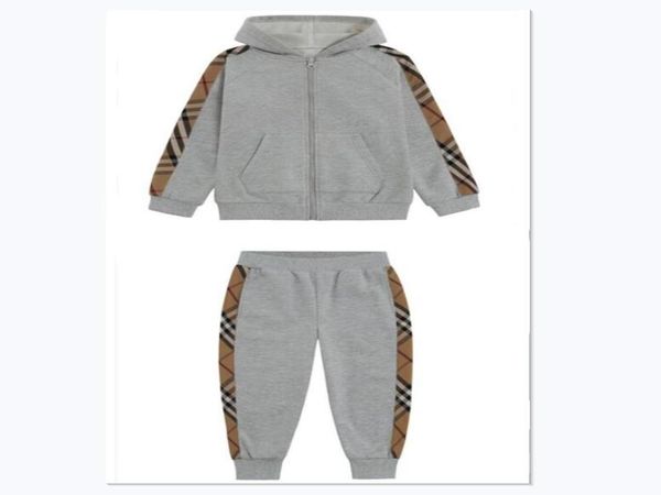 

spring fall baby boys tracksuits sportswear kids clothing sets boy casual set cotton children plaid hoodiespants joggers5291243, White