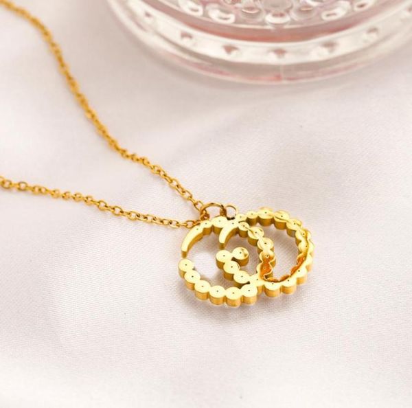 

never fading 14k gold plated women luxury brand designer pearl pendants necklaces stainless steel double letter choker pendant nec3913843, Silver