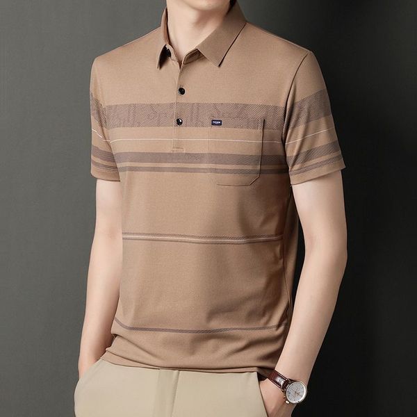 

men's polos men's t-shirt short sleeved summer lapel print pocket button embroidered polo t-shirt casual comfortable 230412, White;black