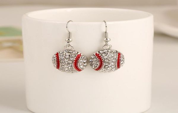 

2018 baseball earrings stud fashion round heart shape sports ball earring studs for women baseball softball football with rhin2979667, Golden;silver