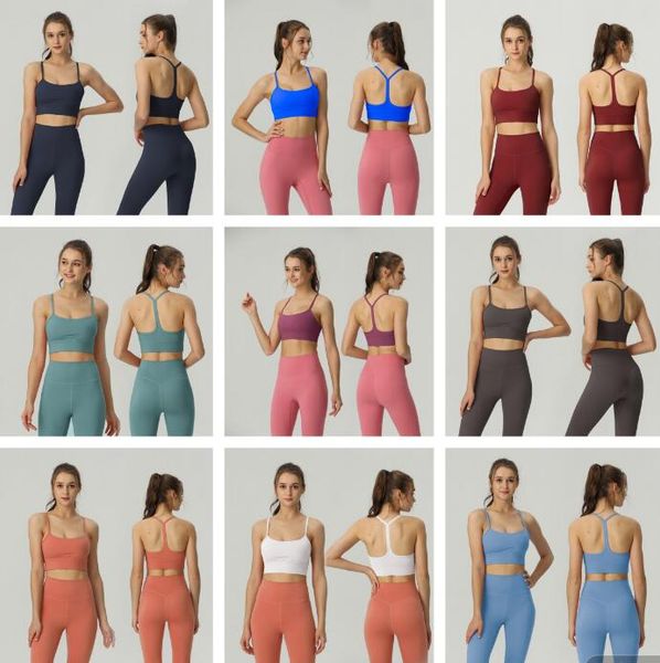 

lu yoga designer tracksuit women girls jogger underwears sports underwear yoga running dance fitness bra y-back vest black white