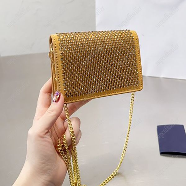 

fashion shoulder bag designer crossbody bags women party luxurys handbags clutch lady cross body chain strap with logo rhinestone wallets pu