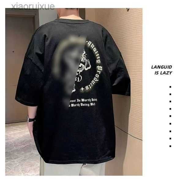 

men's t-shirts hip hop street style harajuku short sleeve t-shirt summer 2023 new retro american round neck dress 186ajn, White;black