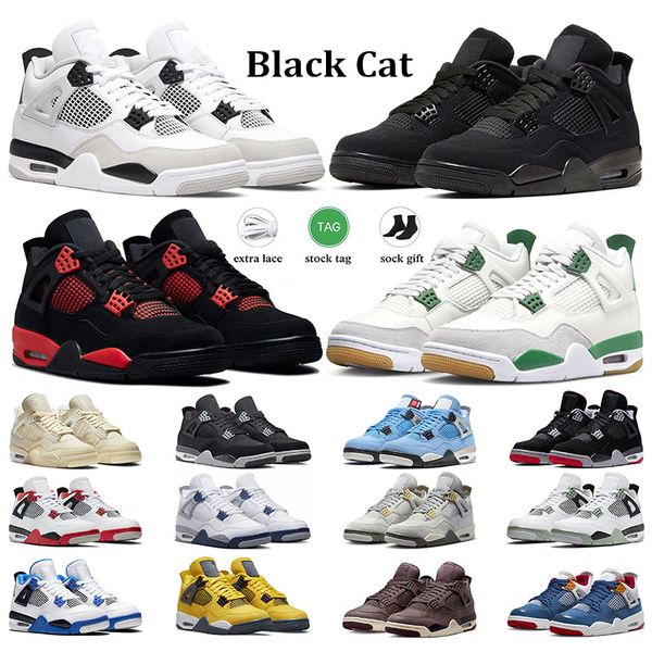 

men basketball shoes 4 4s women soprts sneakers military black cat sb pine green seafoam university blue midnight navy red thunder mens trai