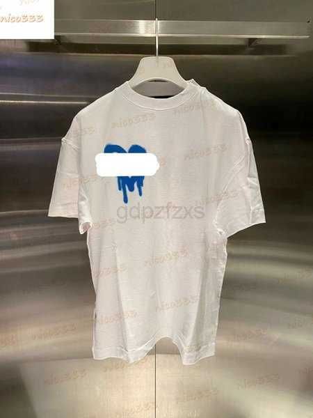 

23ss new t shirt men tee black purple heart shaped city spray letter pattern pure cotton white powder green dark blue yellow women short 33e, White;black