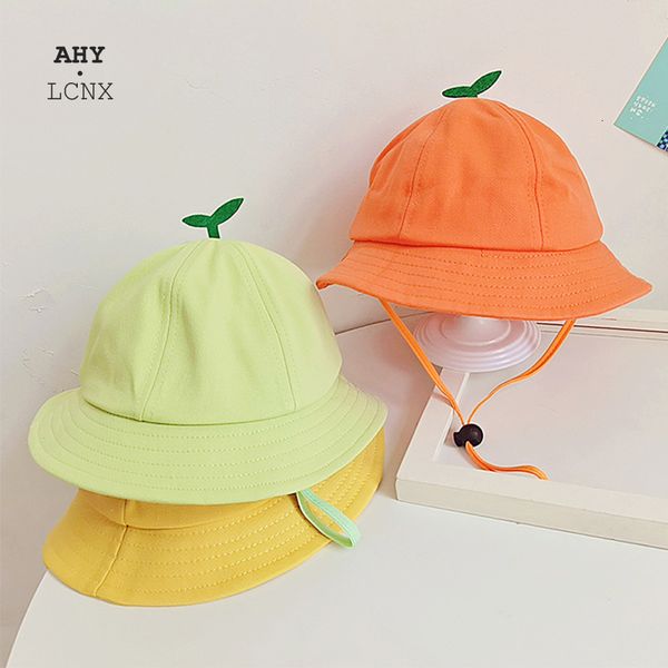 

caps hats spring toddler bucket with sprout children drawstring fisherman cotton beach sun cap for boy girl kids green panama 230412, Yellow