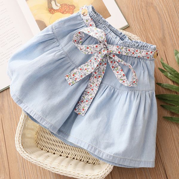 

shorts 2023 summer casual 3 4 5 6 7 8 9 10 11 12 years baby child solid color cotton loose denim with belt for kids girls 230412, Black