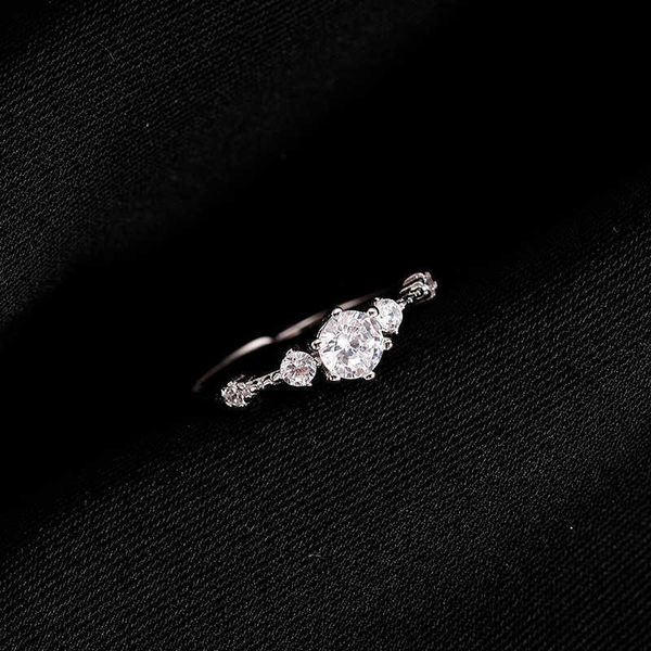 

band rings cute female small round stone ring % real sterling silver wedding band ring promise open engagement rings for women aa230412