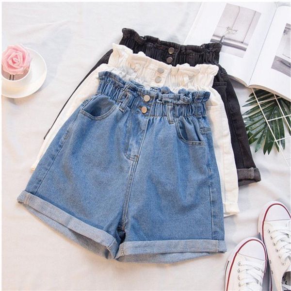 

women's shorts women's shorts summer denim shorts women's high waisted jeans street clothing elastic casual shorts super larg, White;black