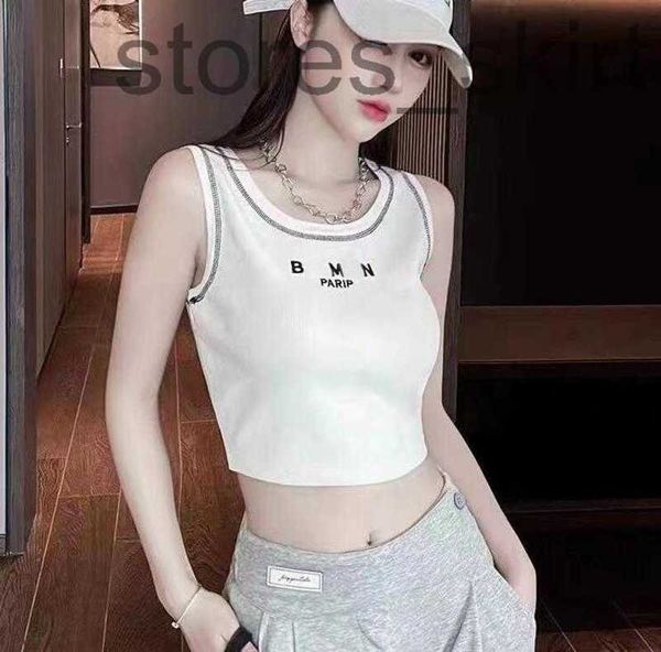 

women's knits & tees designer2022 new fashion barman womens knits wear sleeveless designer sport high-end luxury round neck cotton doub, White