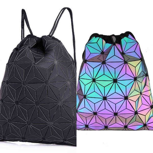 

outdoor versatile men's and women's drawstring bag geometric luminous backpack fashion leisure bundle pocket 220516