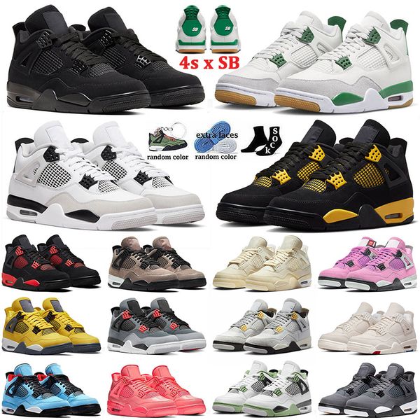 

jumpman 4 4s iv basketball shoes sb x pine green thunder 2023 military black cat travis scotts off sail j4 university blue kaws grey men wom
