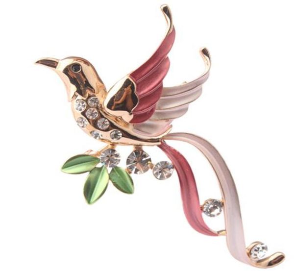 

whole selling 18k gold plated enamel flying bird brooch pin jewelry with genuine austrian crystal 1637621, Gray