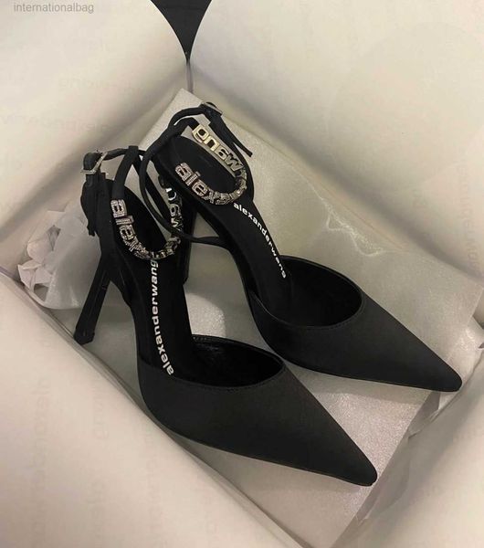 

luxury summer brand women wang delphine sandals shoes covered stilleto heels pointed toe slingback pink black party wedding ladies pumps eu3